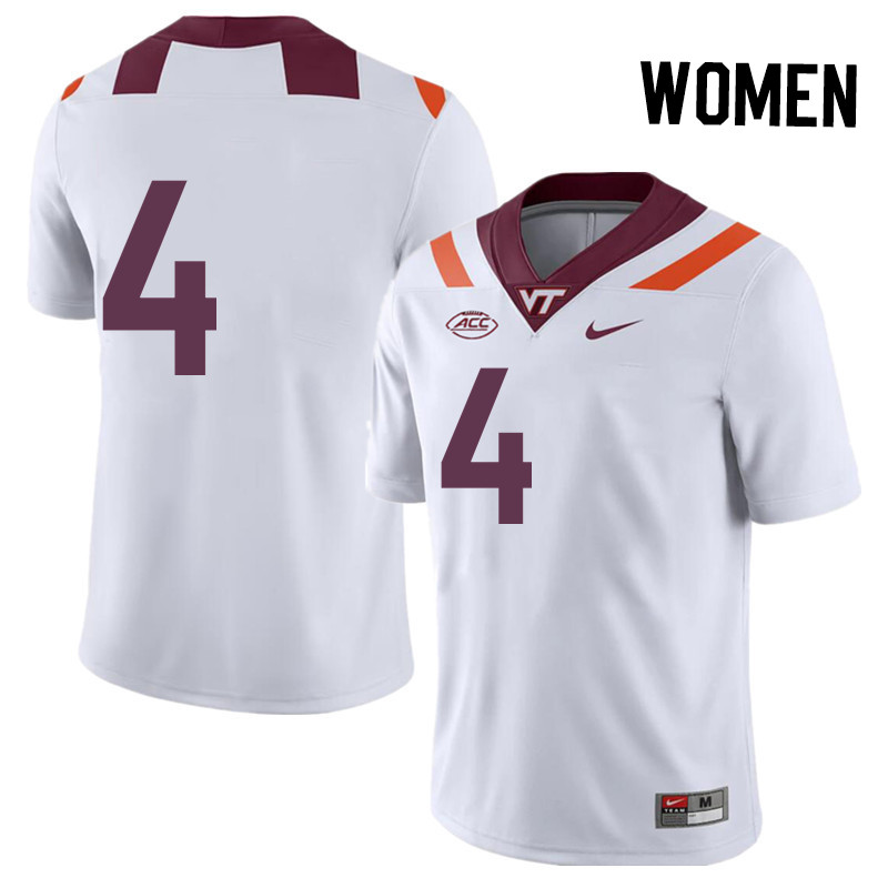 Women #40 Cole Pickett Virginia Tech Hokies College Football Jerseys Stitched Sale-White - Click Image to Close